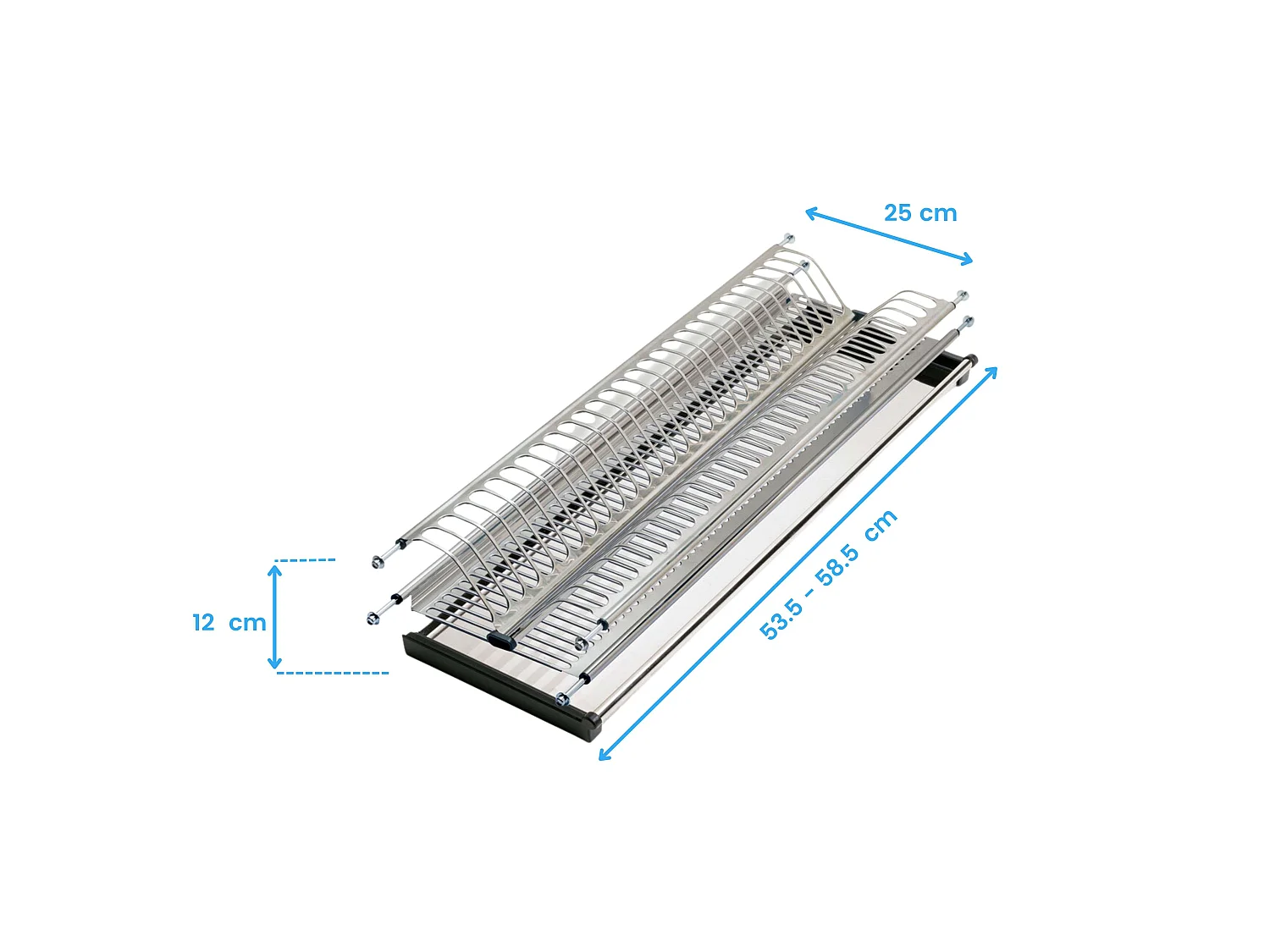Égouttoir à vaisselle pour meubles hauts, gris, inox, 57x24x12 cm