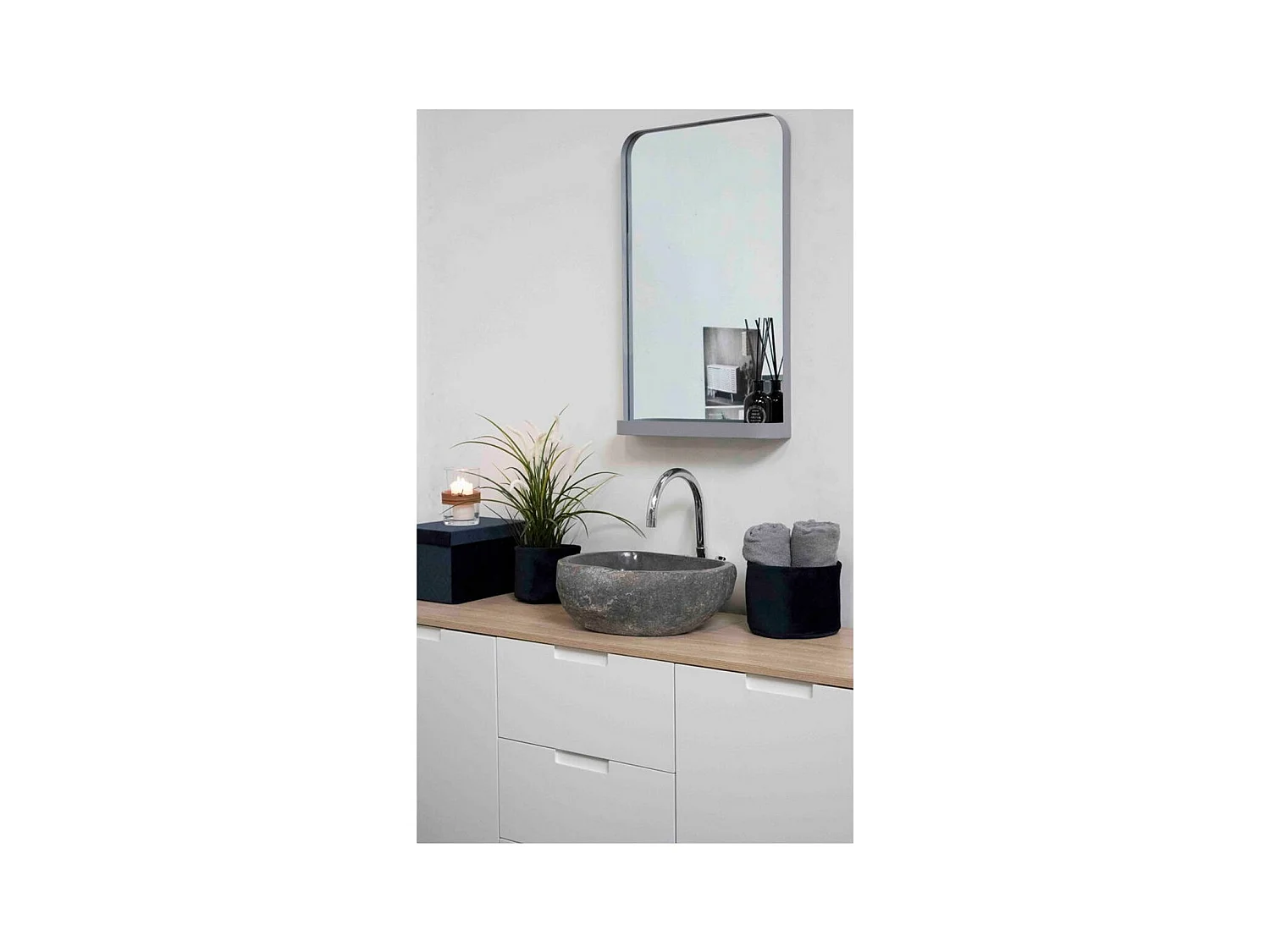 Lavabo Donau, Gris, 35x40x15 cm, Seven Design