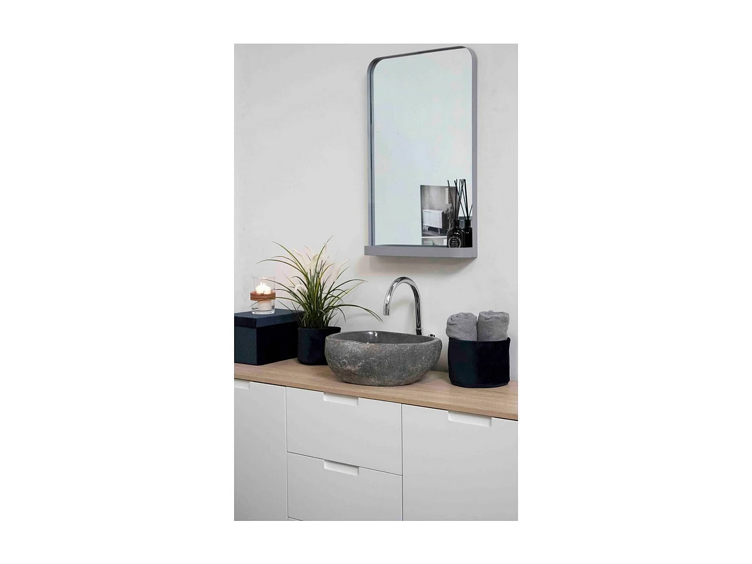 Lavabo Donau, Gris, 35x40x15 cm, Seven Design