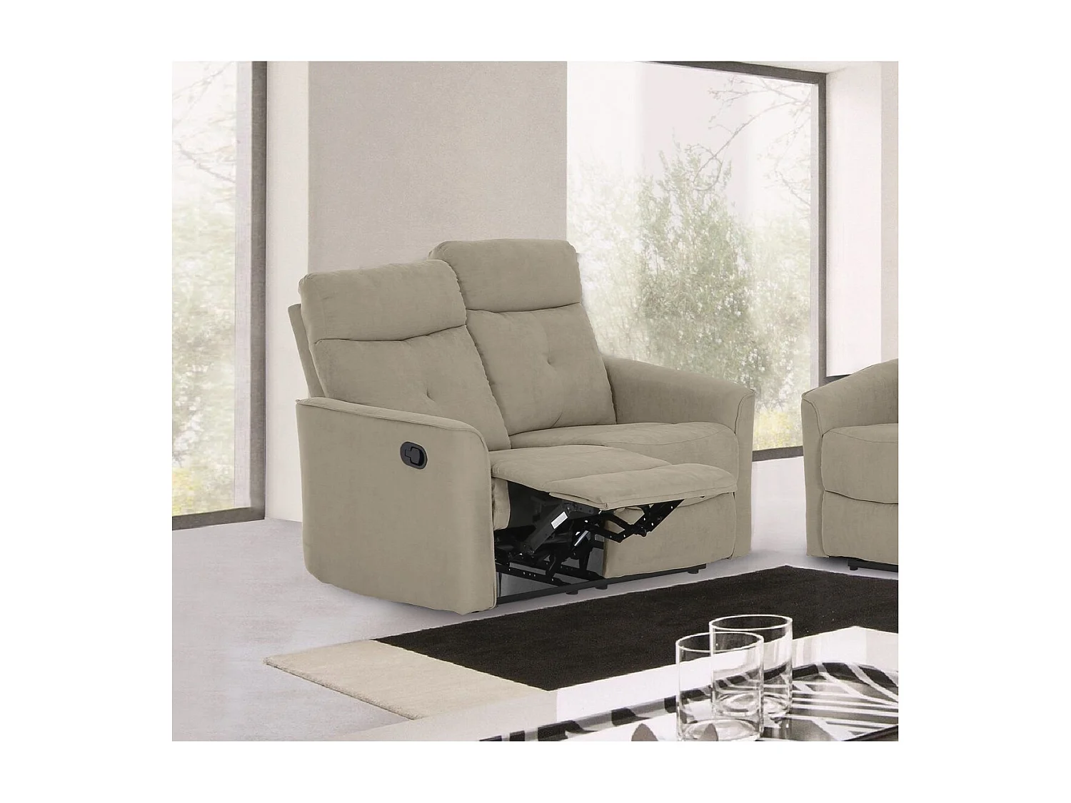 Divano Reclinabile Enea, Tortora, 134x96x103 cm, Seven Design