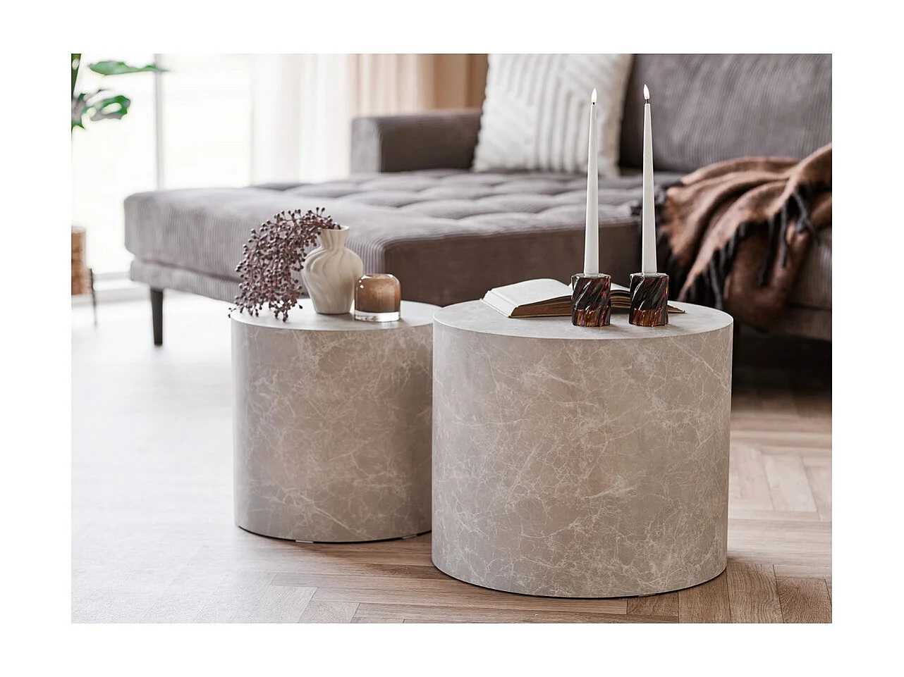 Świecznik HN23, Brązowy, 8x8x7,5 cm, Seven Design