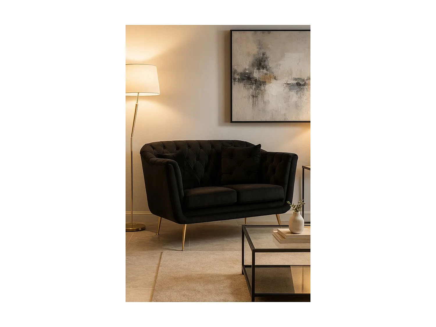 Divano MF896, Nero, 130x83x91 cm, Epikasa