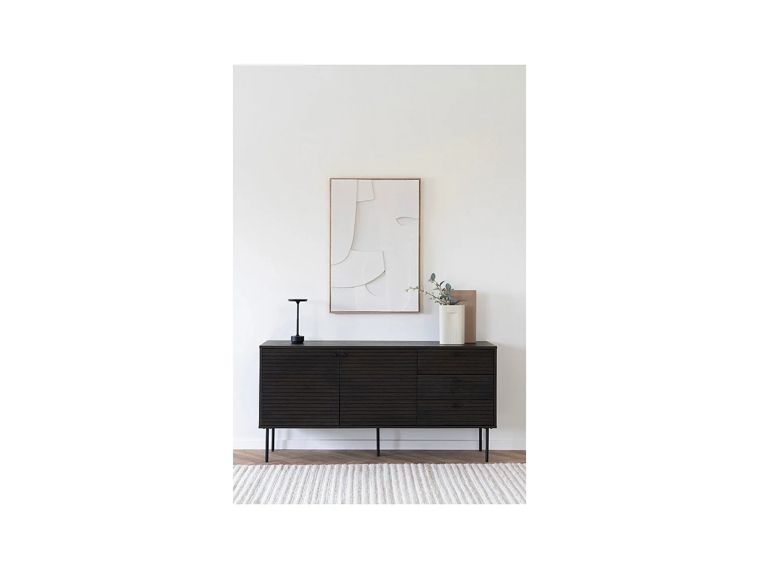 Buffet de Salon Kyoto, Noir, 150x40x74 cm, Seven Design