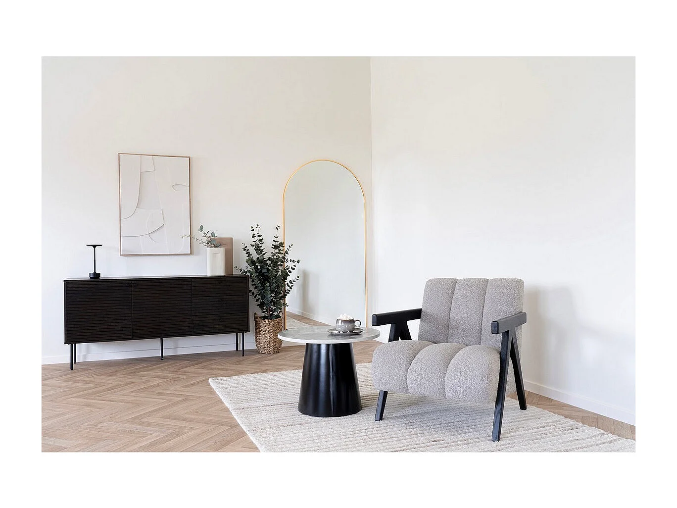 Buffet de Salon Kyoto, Noir, 150x40x74 cm, Seven Design