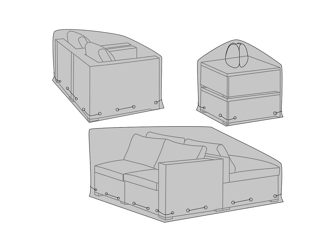 Housse de Protection pour Mobilier d'Extérieur Luxury, Noir, 73x173x173 cm, Seven Design