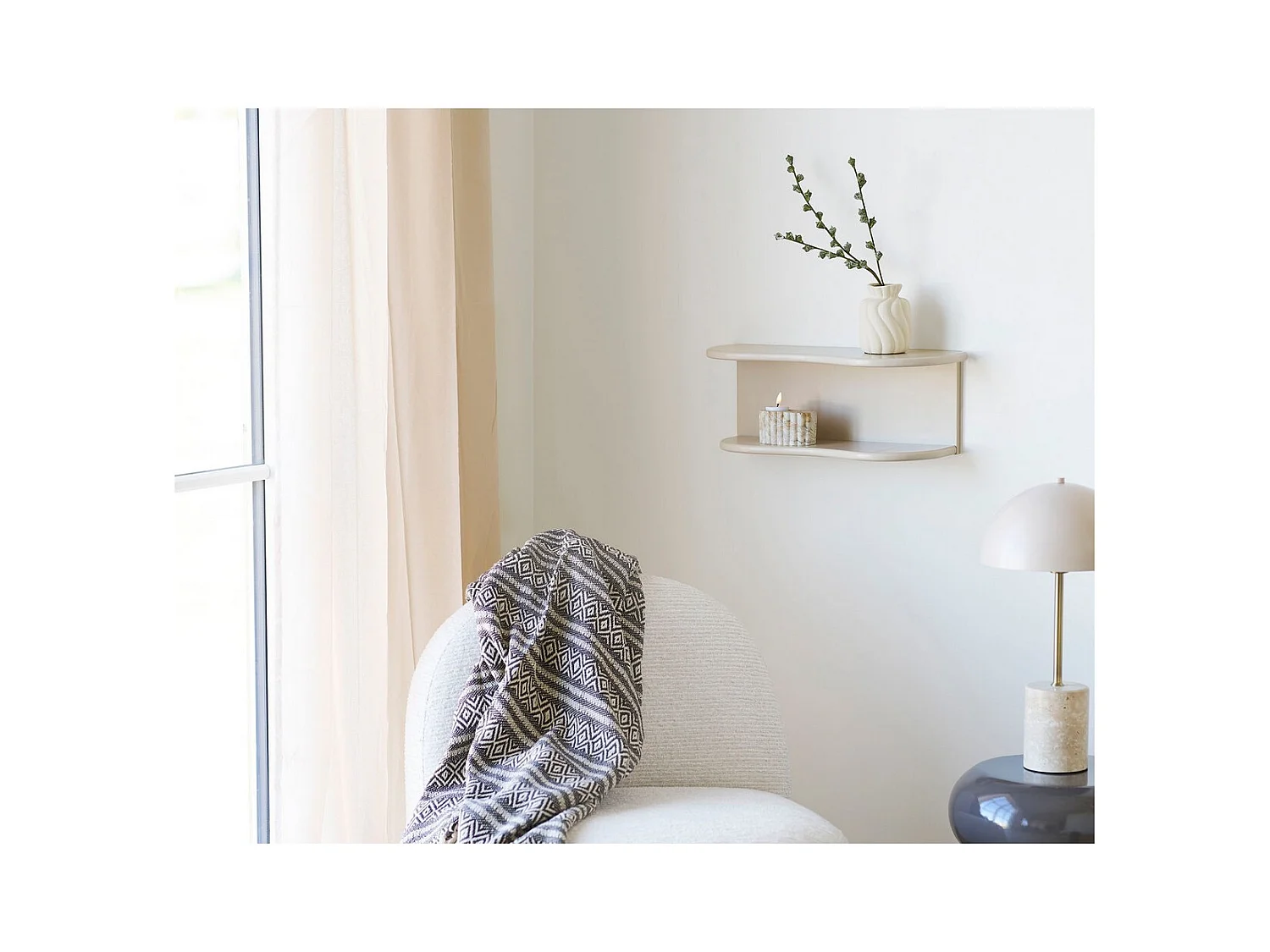 Étagère Botta, Beige, 44x17,5x18 cm, Seven Design