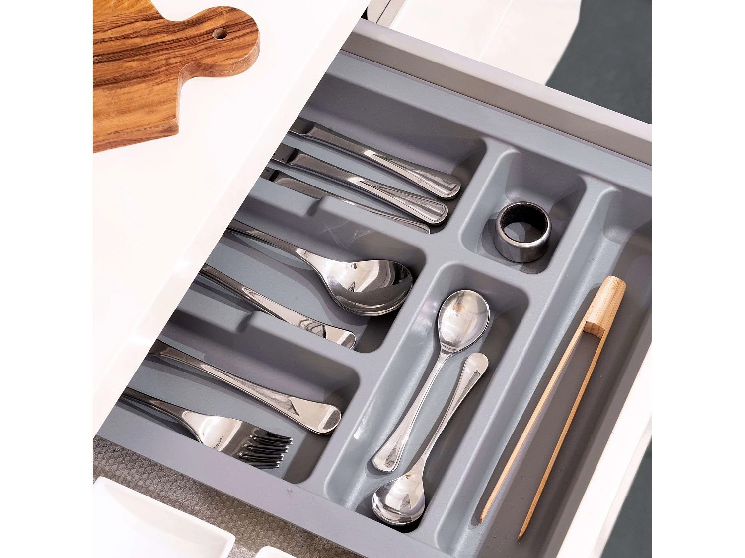 Boîte à couverts Optima universelle tiroir en plastique gris 34x49 cm