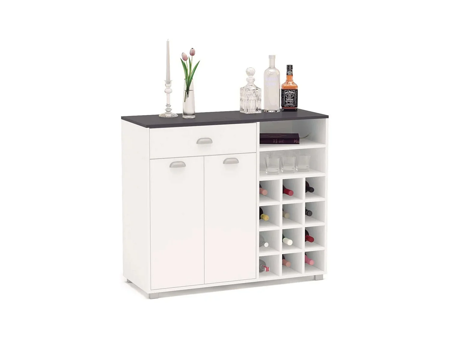 Asfeld Buffet Cocina 2 Puertas 1 Cajón Blanco 90x103x40 cm
