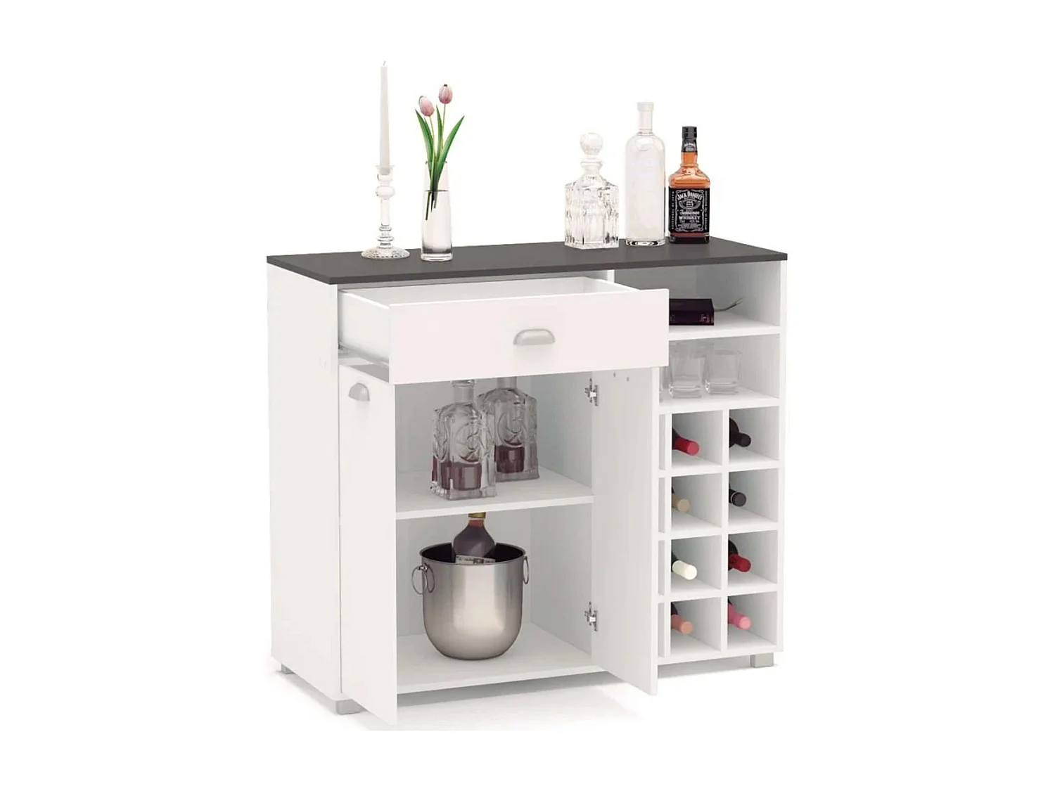 Asfeld Buffet Cocina 2 Puertas 1 Cajón Blanco 90x103x40 cm