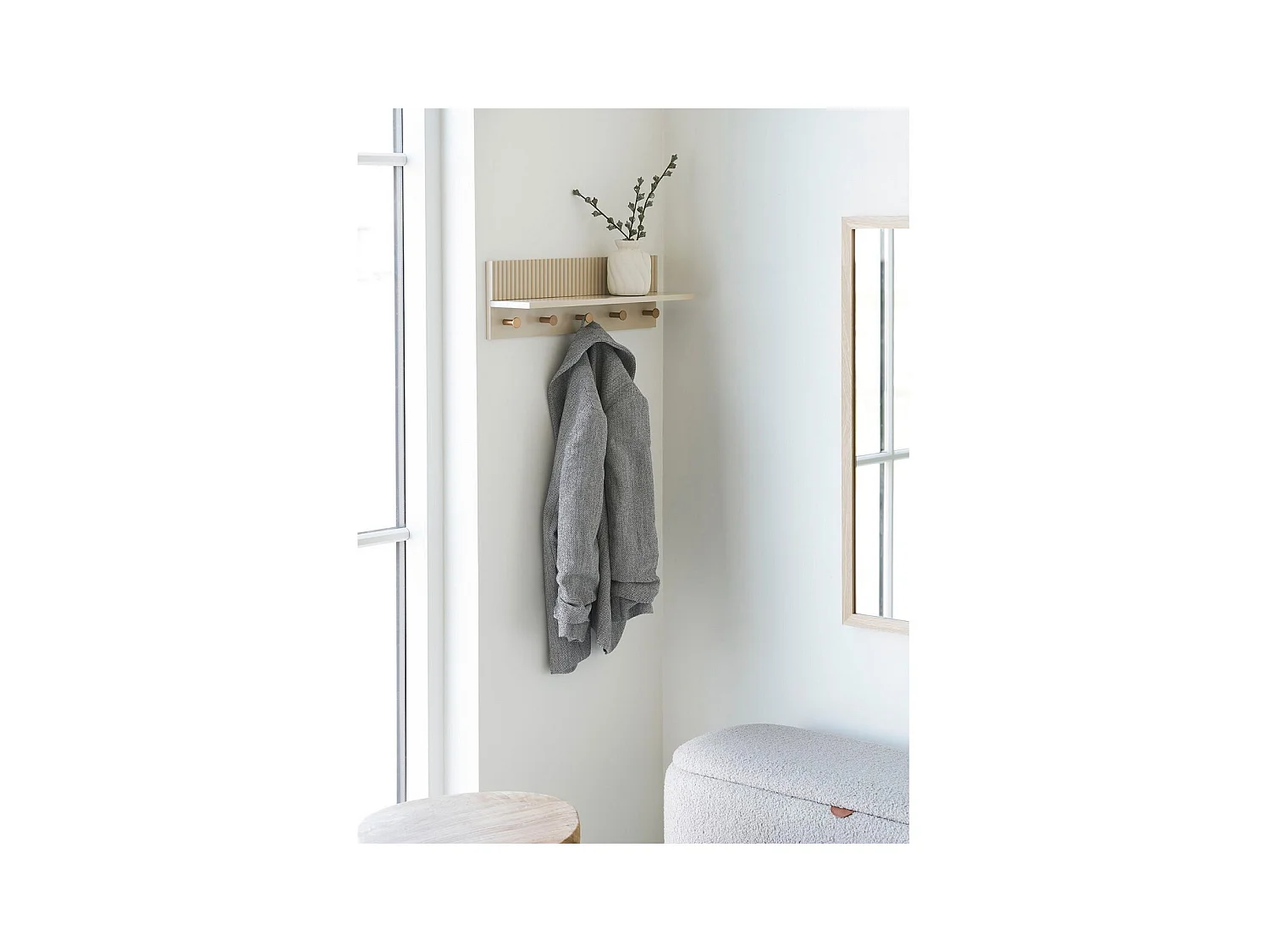 Porte-Manteau Murale Rocca, Beige, 50x12x16 cm, Seven Design