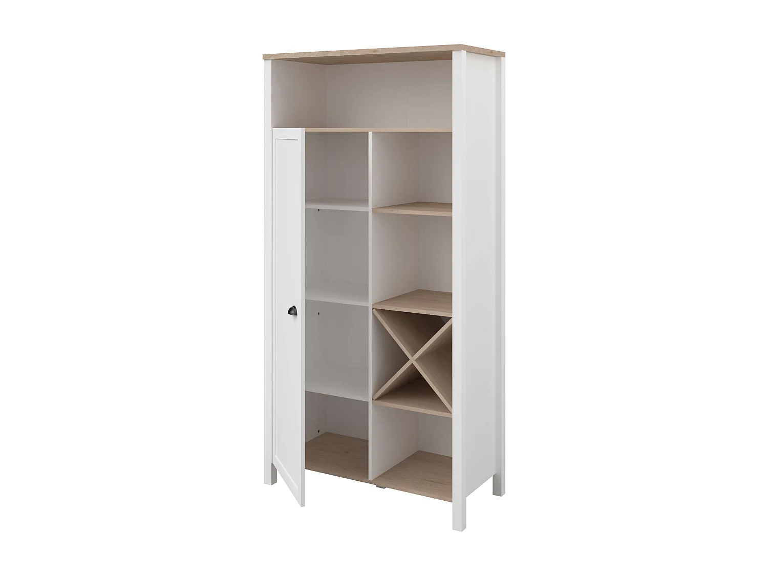 Buffet Cocina Coper Botellero 1 Puerta 9 Estantes Blanco/Roble 95x185 cm