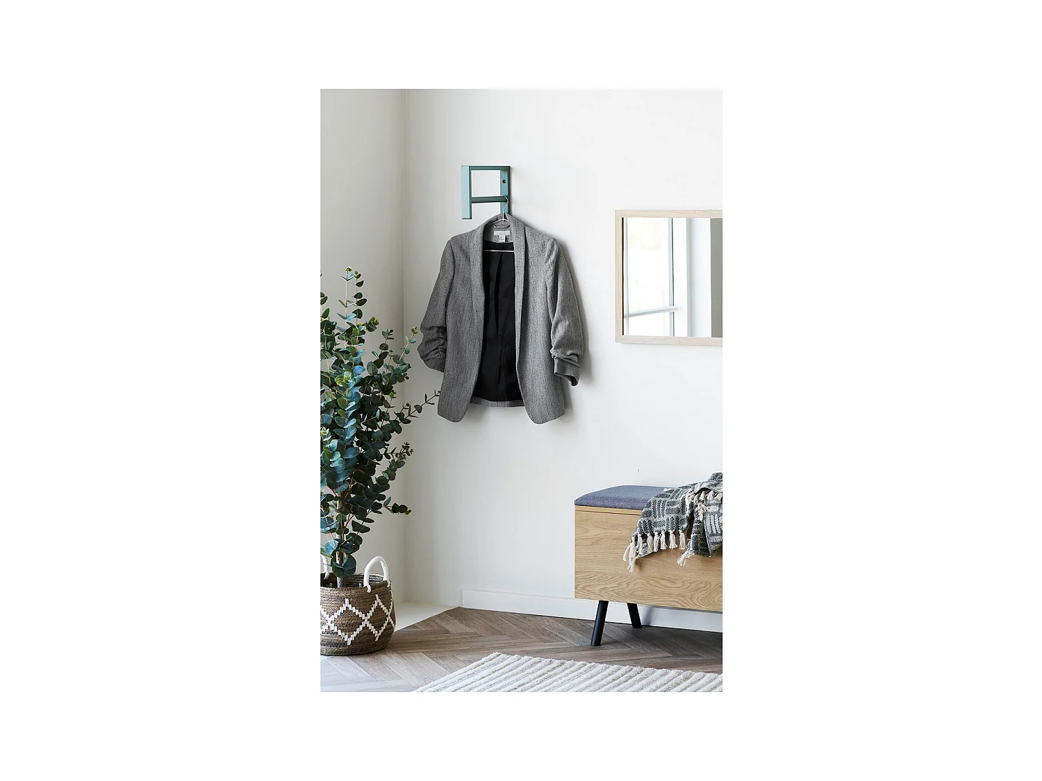 Porte-Manteau Murale Trento, Vert, 3x30x82 cm, Seven Design