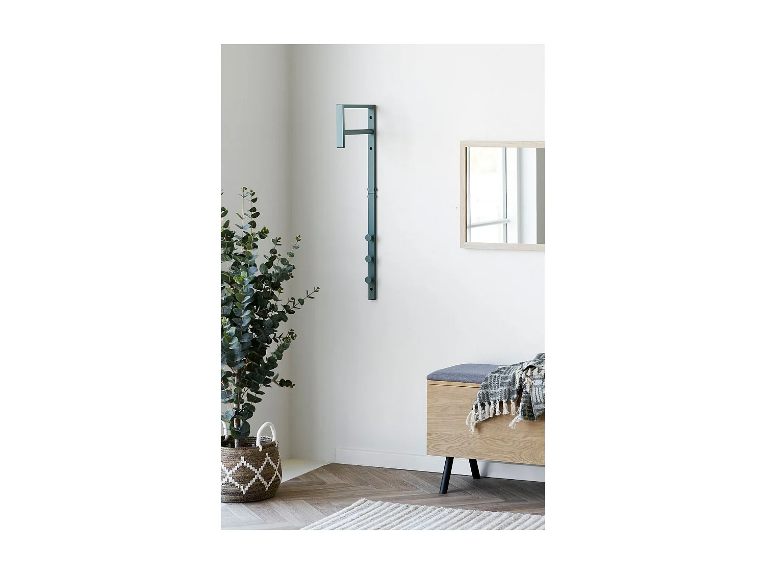 Porte-Manteau Murale Trento, Vert, 3x30x82 cm, Seven Design