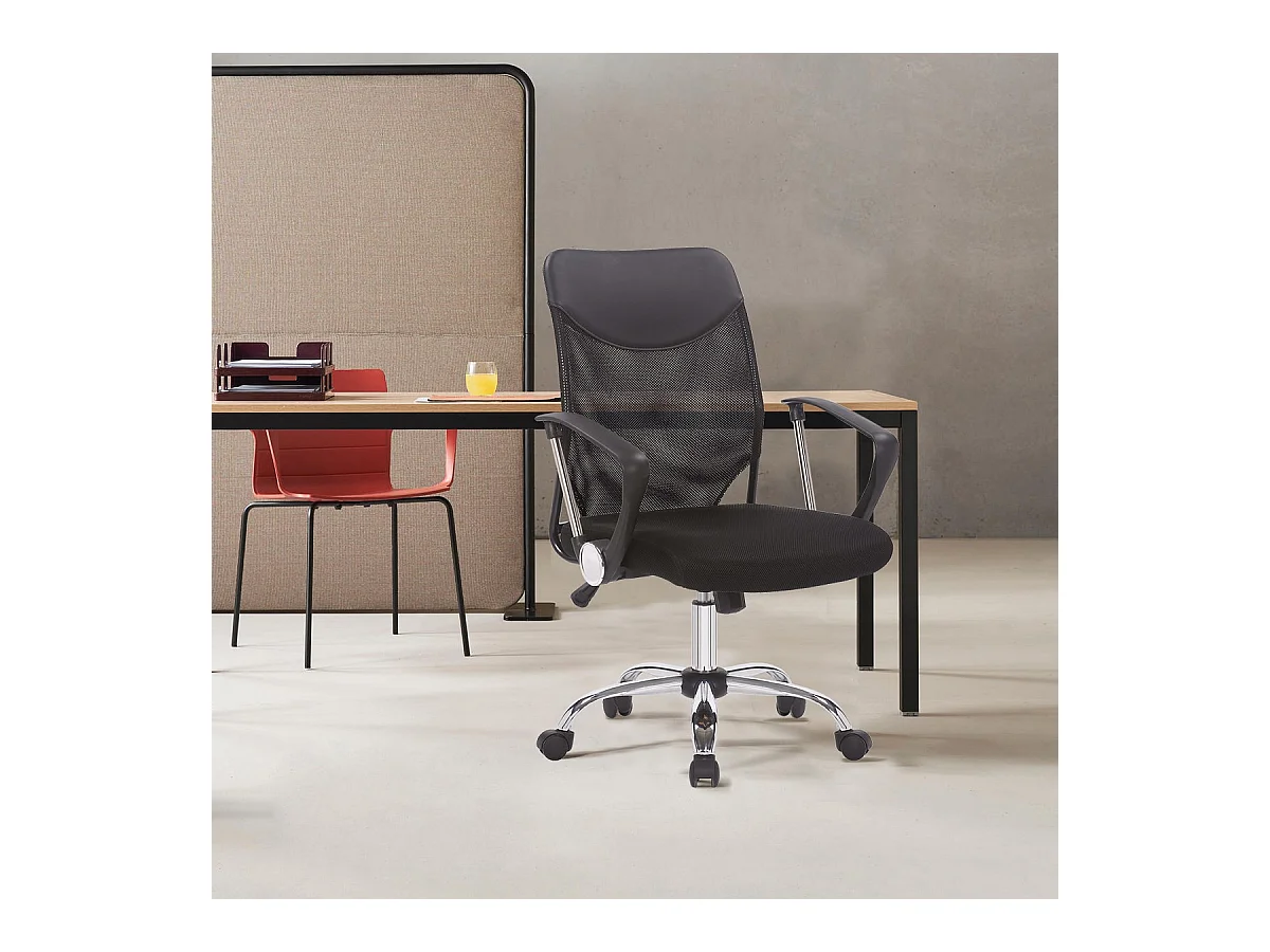 Chaise de Bureau New Port, Noir, 62x59x104,5 cm, Seven Design