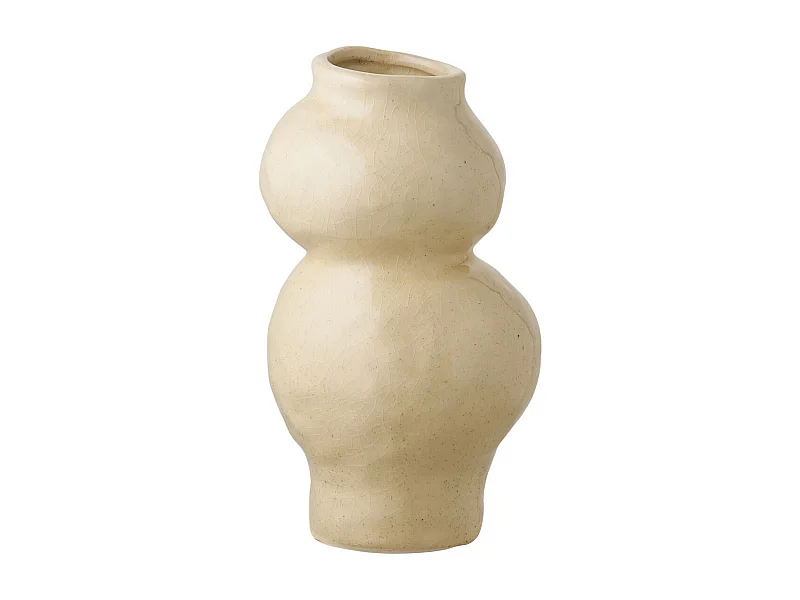 Vase Décoratif HN10, Beige, 10,5x10,5x19,5 cm, Epikasa