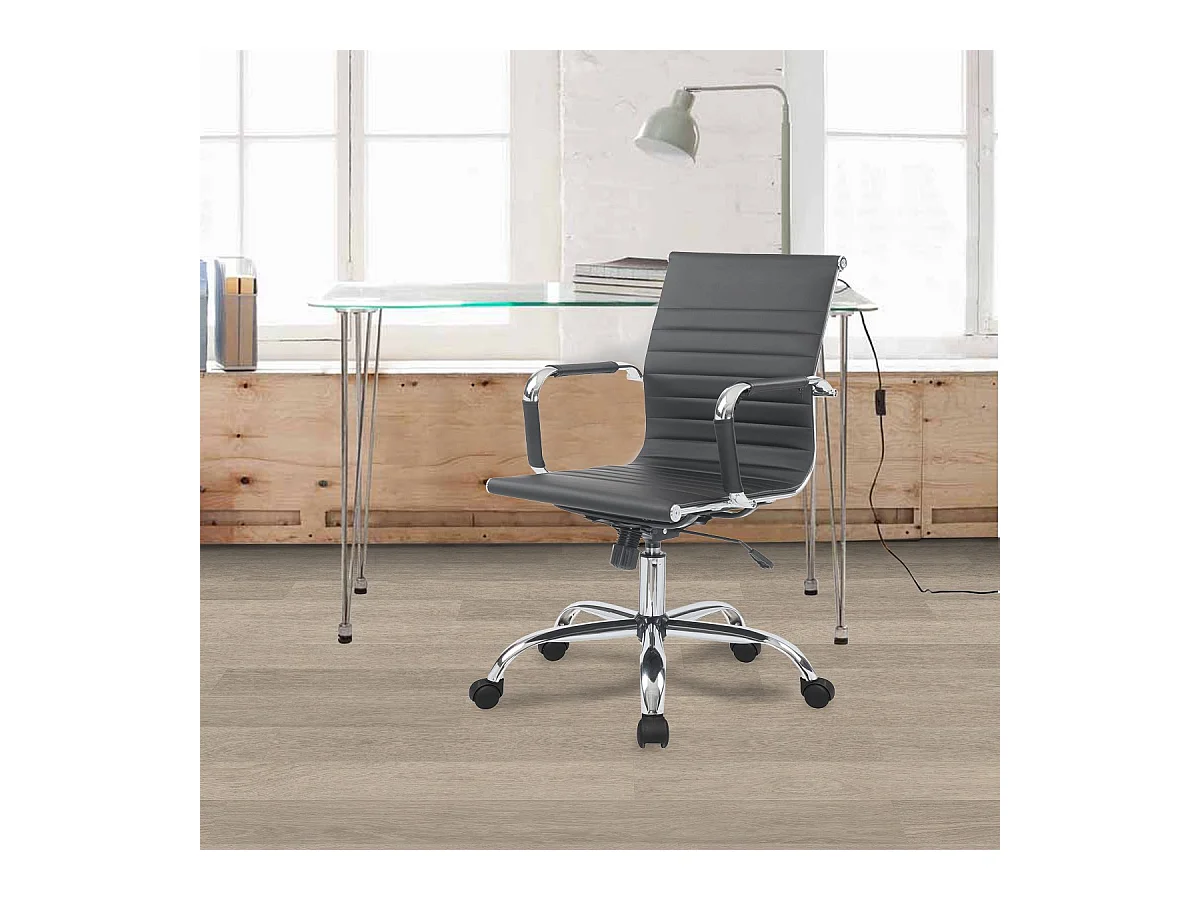 Chaise de Bureau Helsinky V, Noir, 56,5x62,5x96,5 cm, Seven Design