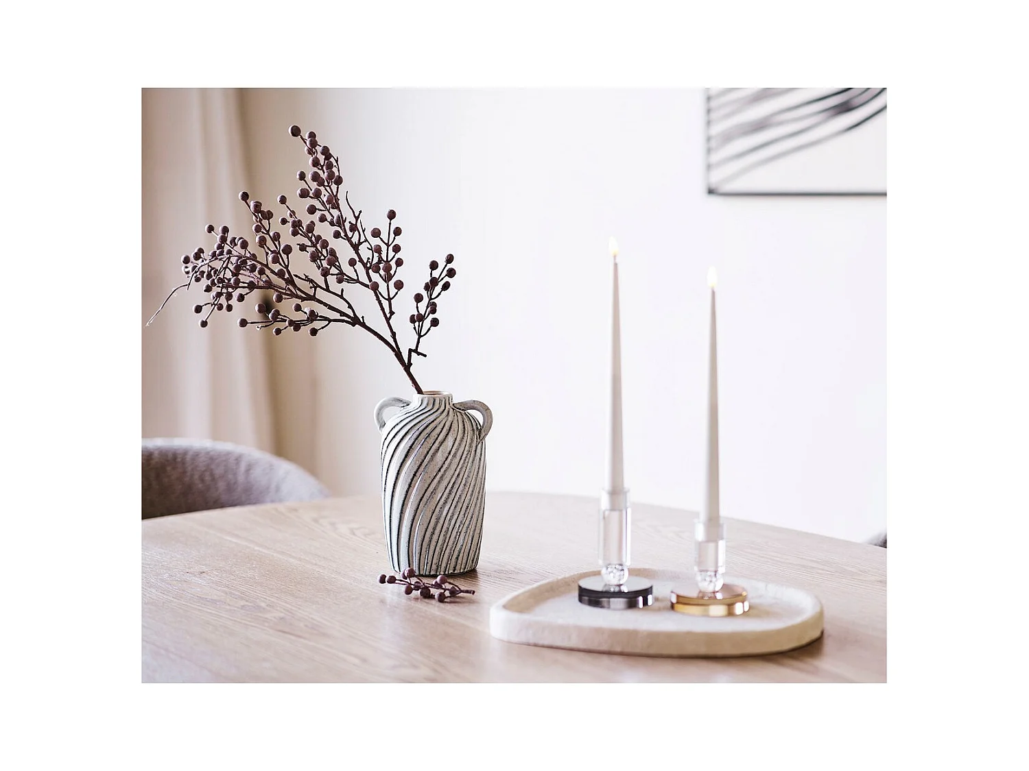 Decoratieve Vaas HN8 - Grijs - 15,5x14x22 cm - Seven Design