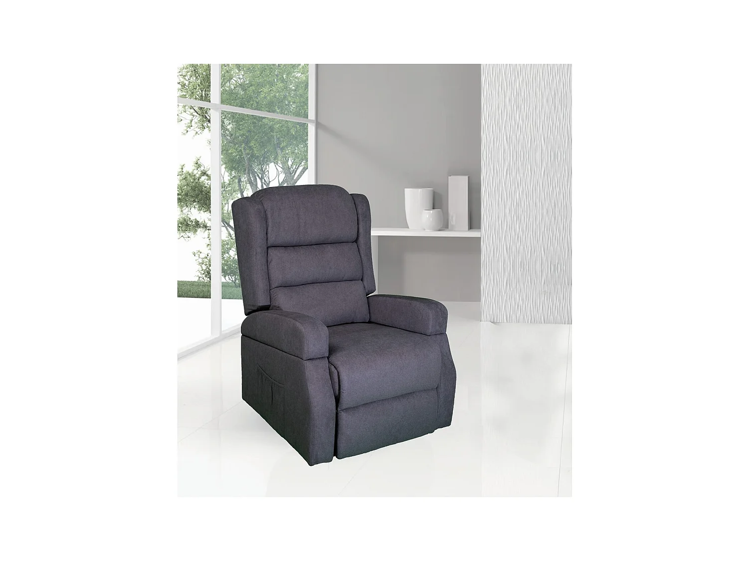 Recliner Stoel Lola - Grijs - 75x92x104 cm - Seven Design