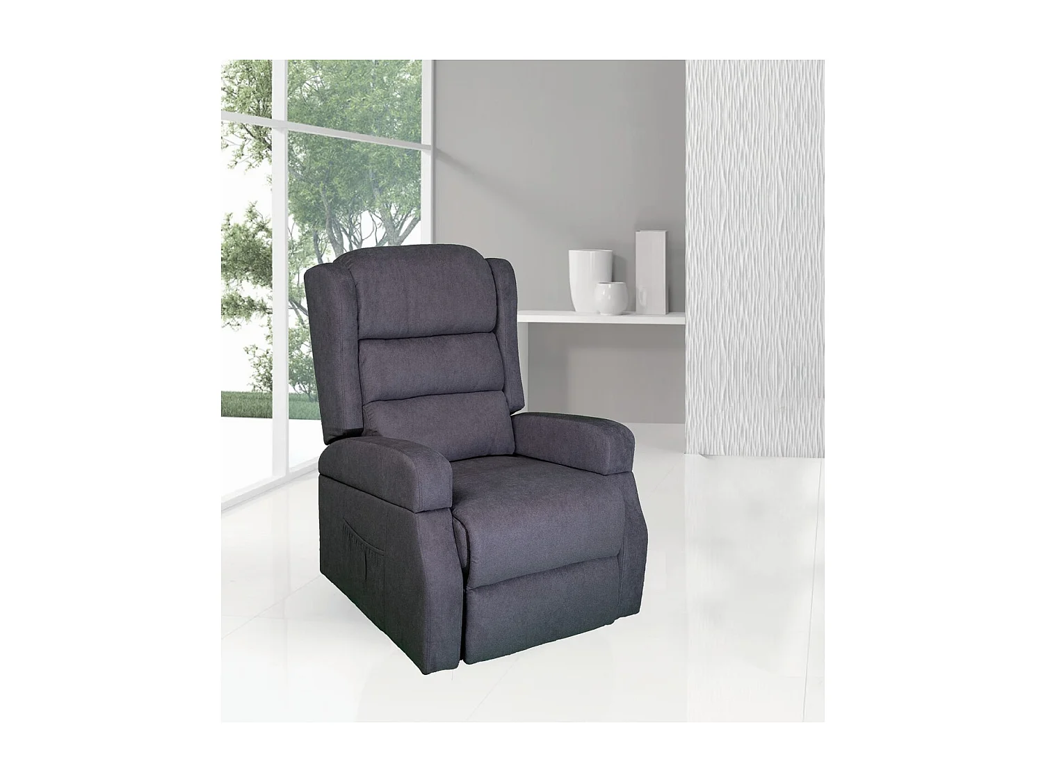 Fotel Zozkładany Lola, Szary, 75x92x104 cm, Seven Design