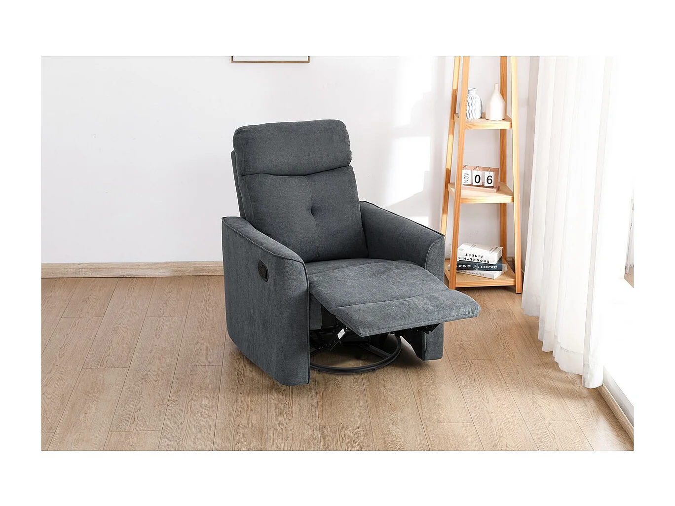 Fotel Zozkładany Enea 3, Szary, 79x92x102 cm, Seven Design