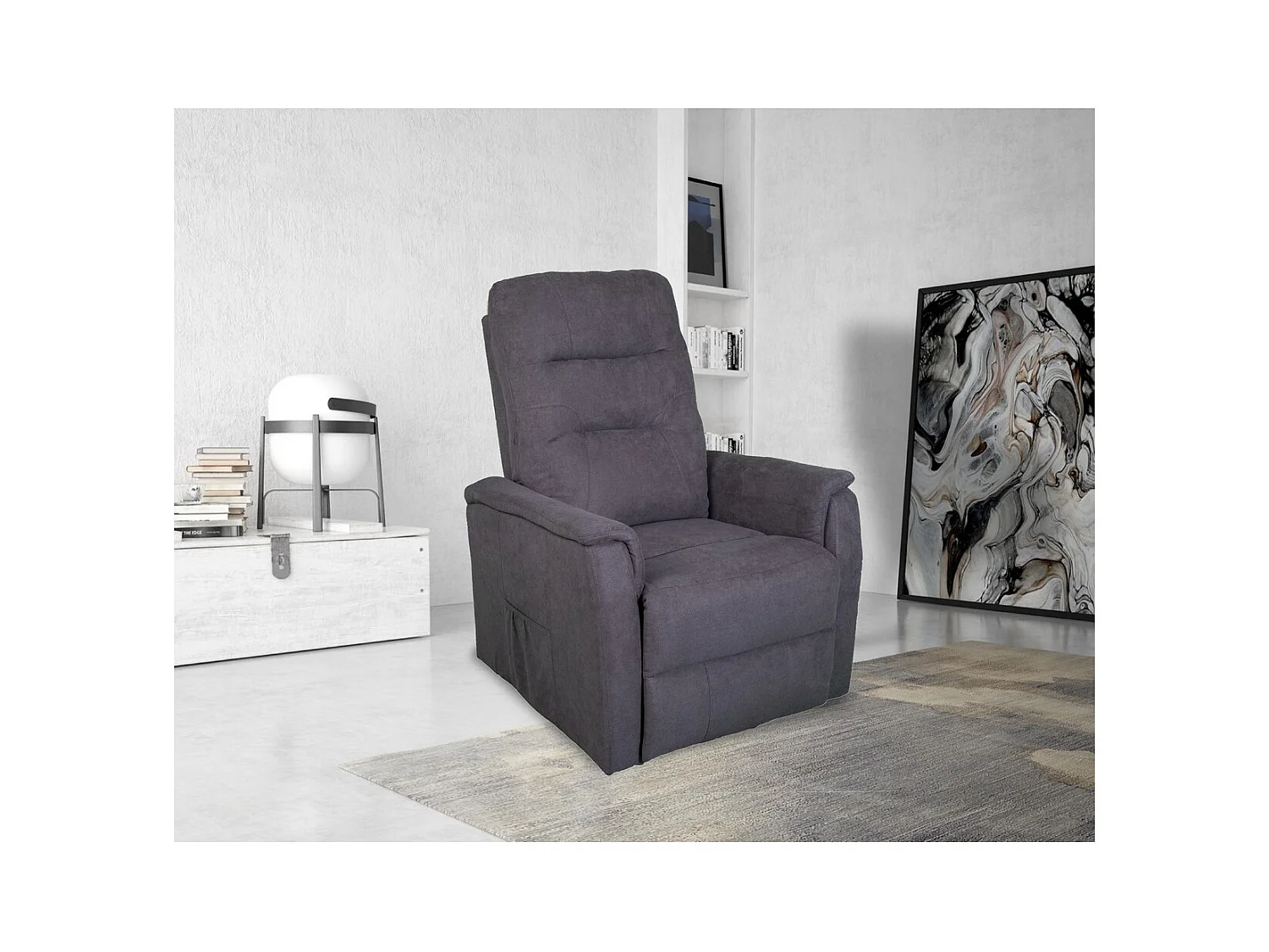 Recliner Stoel Ilaria - Grijs - 72x92x105 cm - Seven Design