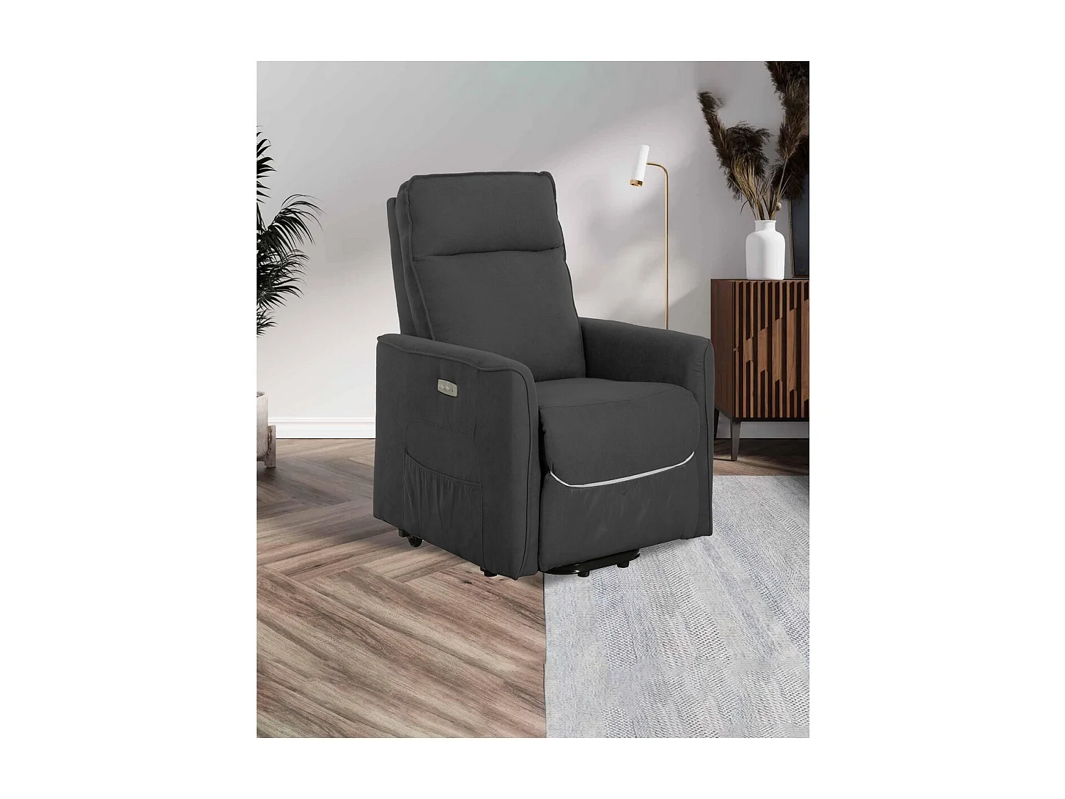 Fotel Zozkładany Penelope Plus, Szary, 70x86x103 cm, Seven Design