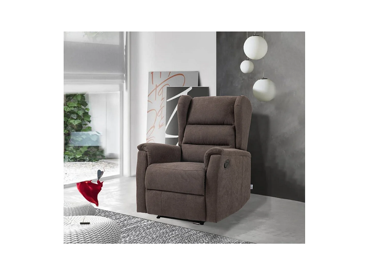 Fauteuil Inclinable Lorella, Marron, 72x92x104 cm, Seven Design