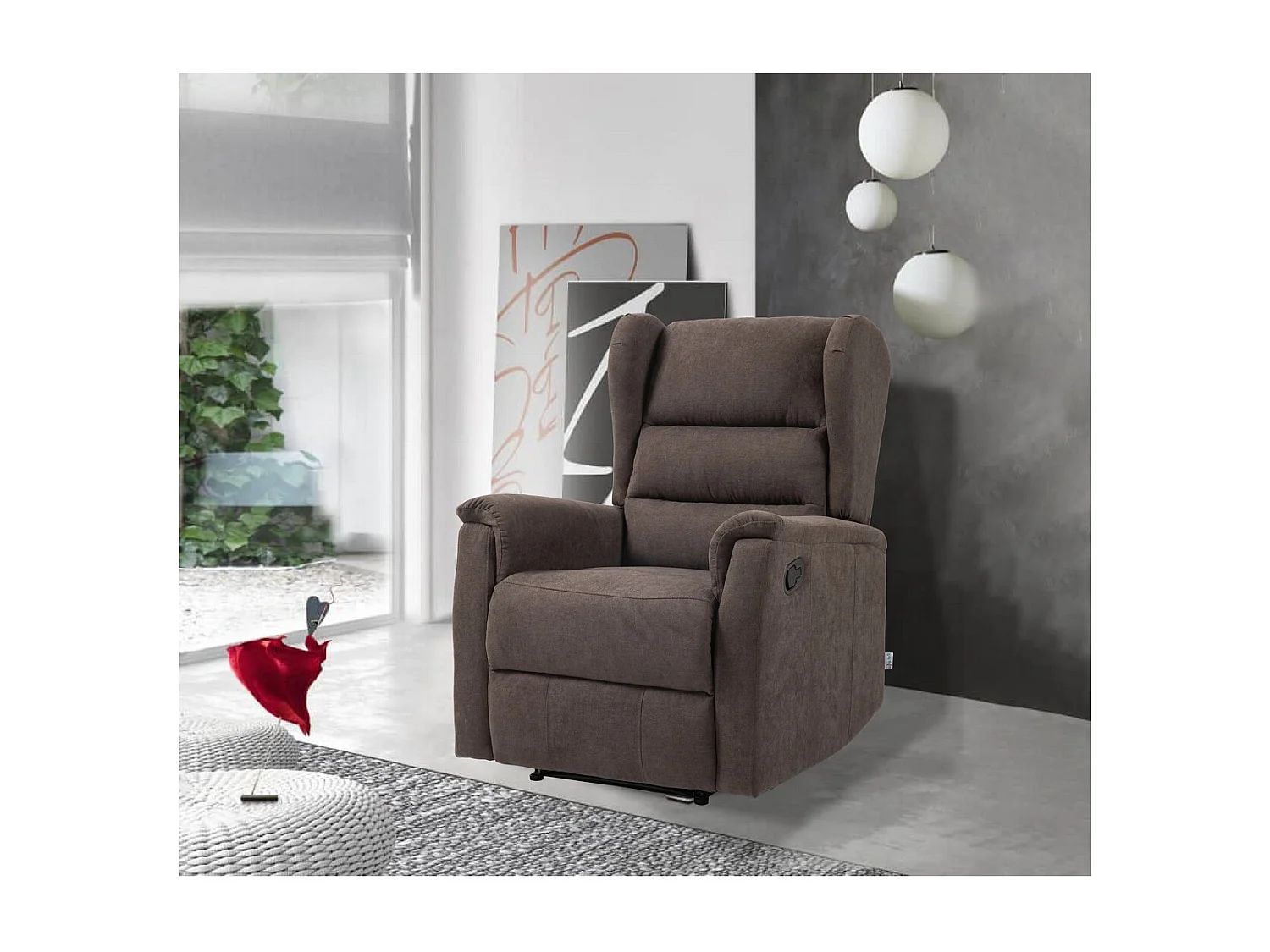 Fotel Zozkładany Lorella, Brązowy, 72x92x104 cm, Seven Design