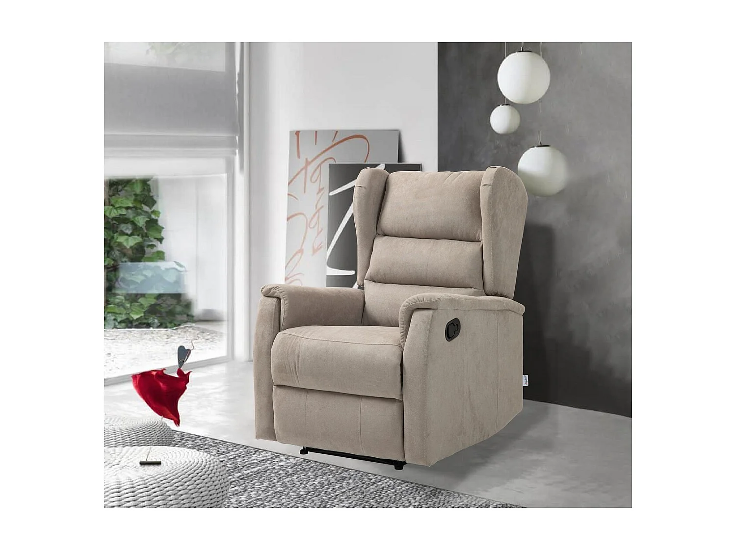 Recliner Stoel Lorella - Duifgrijs - 72x92x104 cm - Seven Design