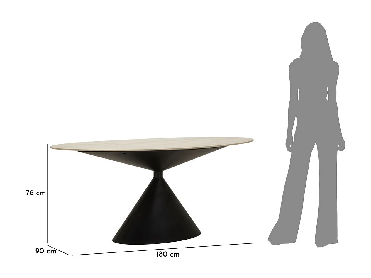 Tavolo MF893, Nero, 180x90x76 cm, Epikasa