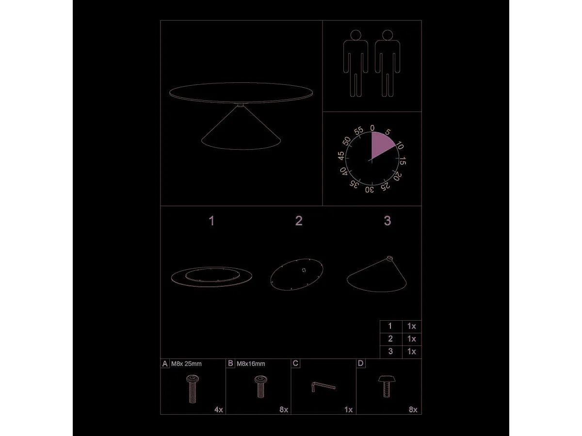 Tavolo MF893, Nero, 180x90x76 cm, Epikasa
