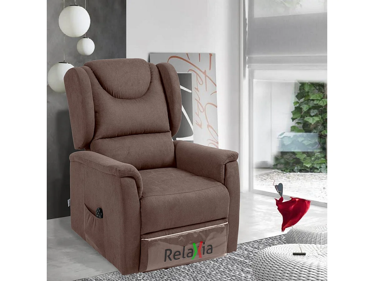 Poltrona Reclinabile Leda, Marrone, 72x92x104 cm, Seven Design