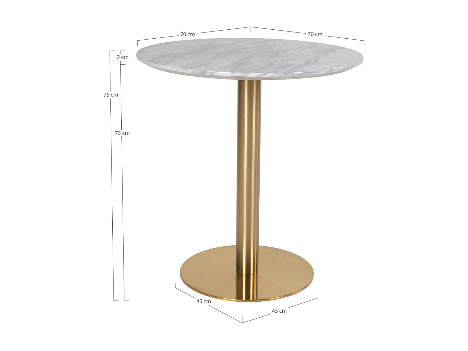 Stolik Bolzano, Złoto, 70x70x75 cm, Seven Design