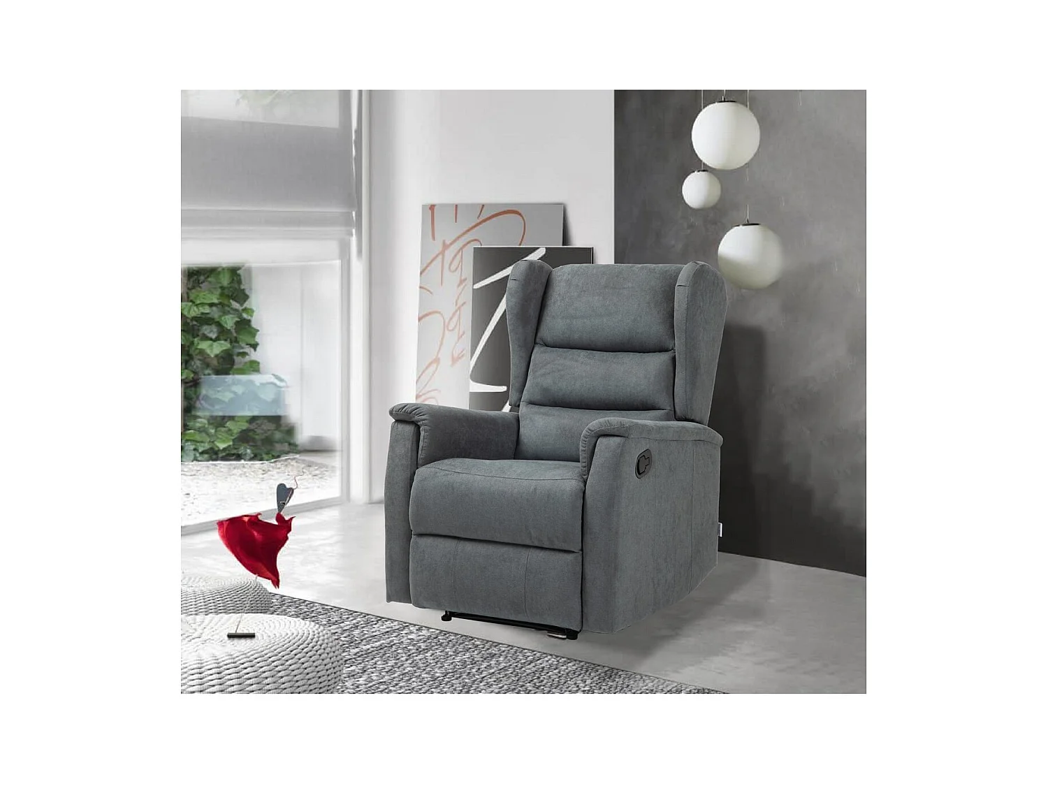 Fauteuil Inclinable Lorella, Gris, 72x92x104 cm, Seven Design