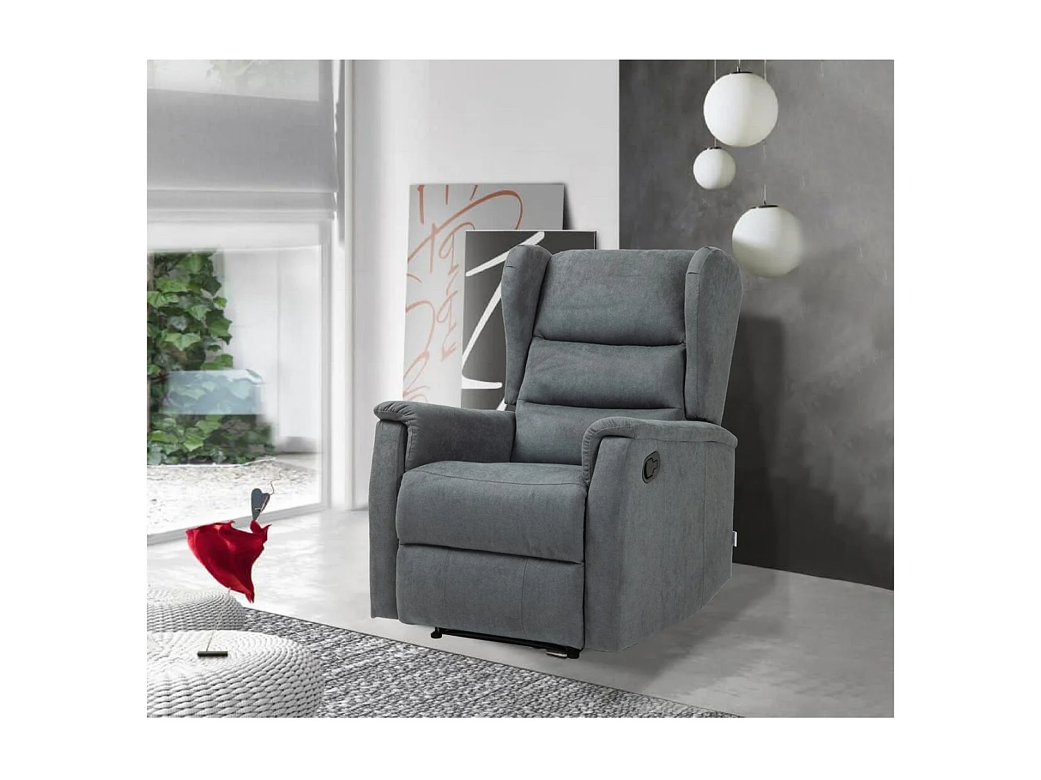 Fotel Zozkładany Lorella, Szary, 72x92x104 cm, Seven Design