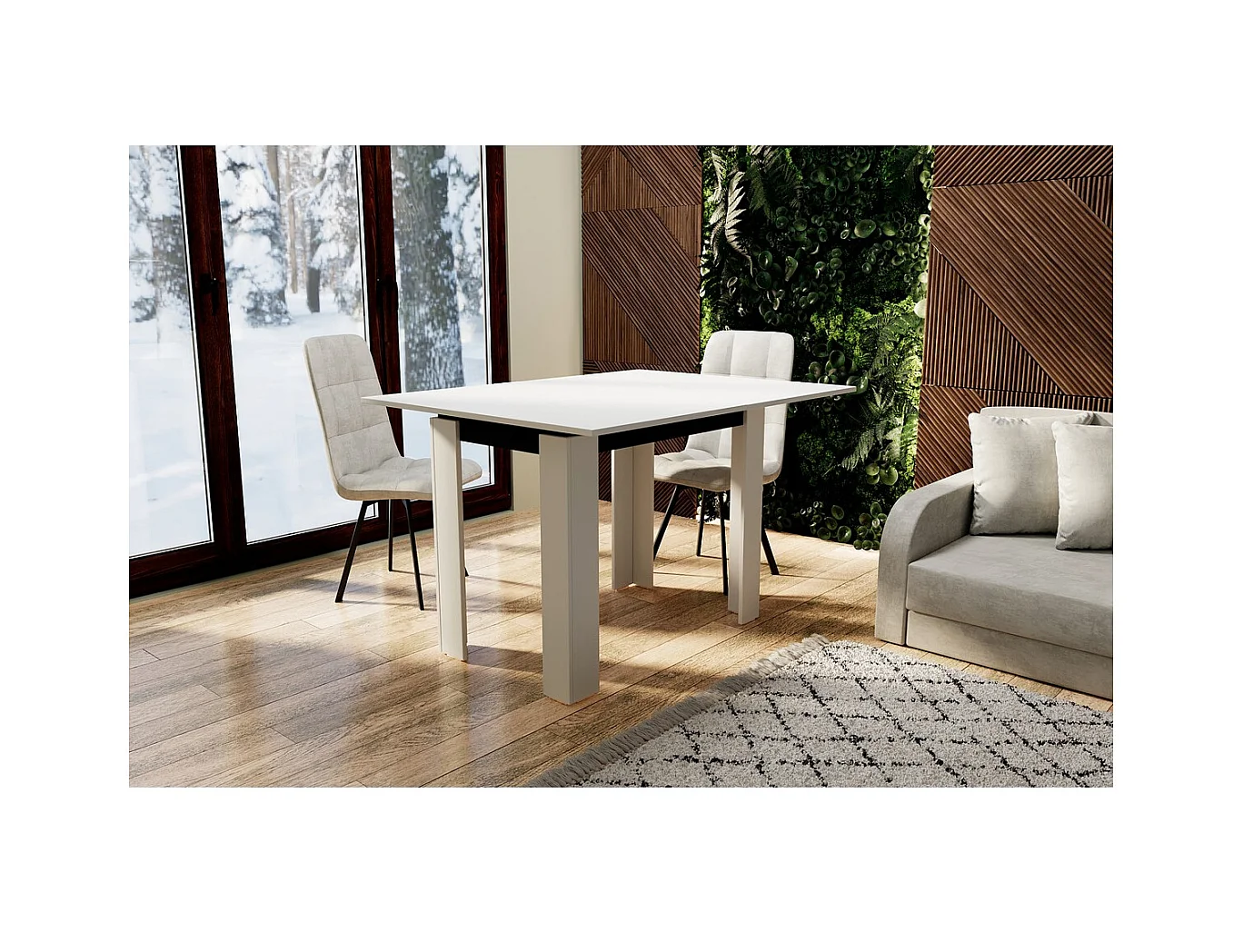 Table à Manger Family, Blanc, 90x60x77 cm, Seven Design