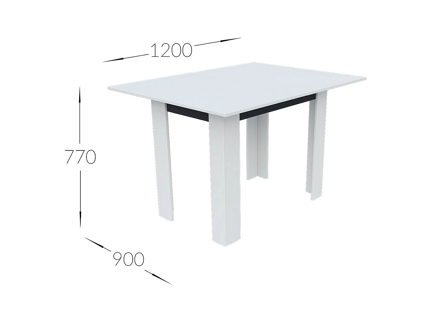 Table à Manger Family, Blanc, 90x60x77 cm, Seven Design