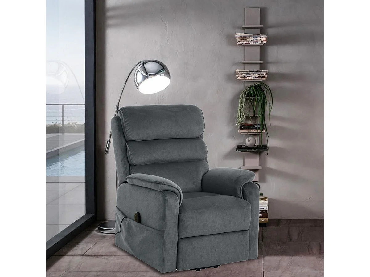 Poltrona Reclinabile Grazia Plus, Grigio, 81x91x107 cm, Seven Design