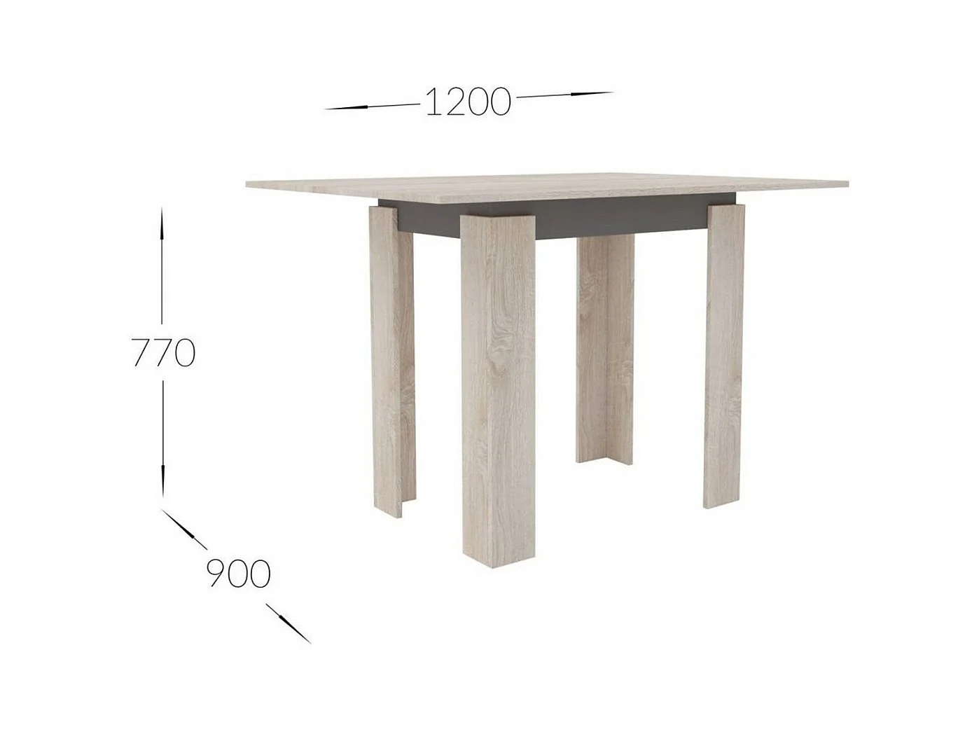 Table à Manger Star, Marron, 90x60x77 cm, Seven Design