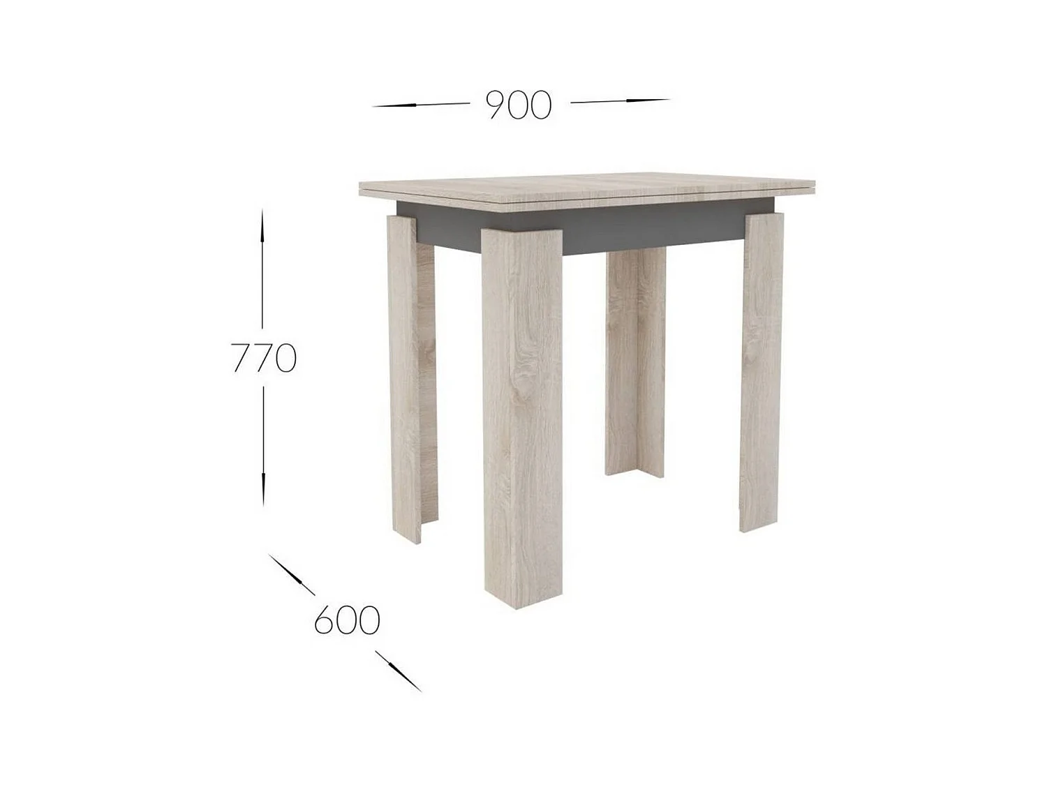 Table à Manger Star, Marron, 90x60x77 cm, Seven Design