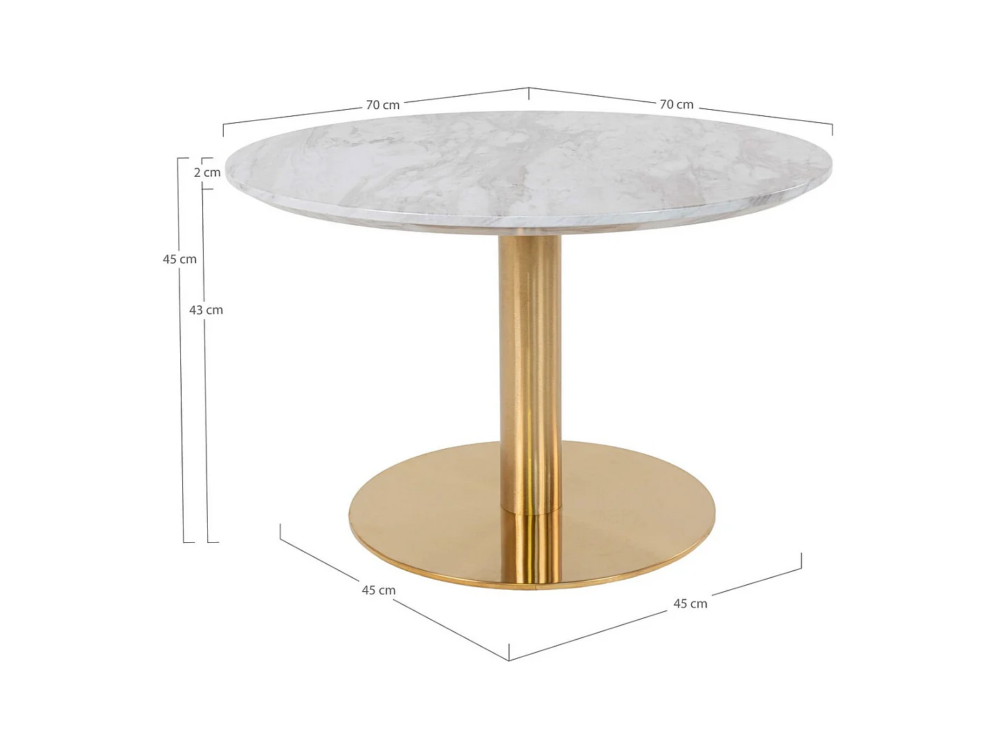 Table d'Appoint Bolzano, Or, 70x70x45 cm, Seven Design