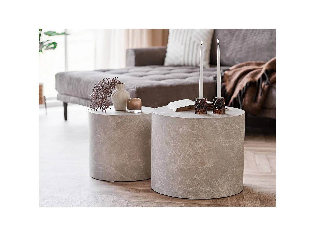 Table d'Appoint Prague, Gris, 48x48x40 cm, Seven Design