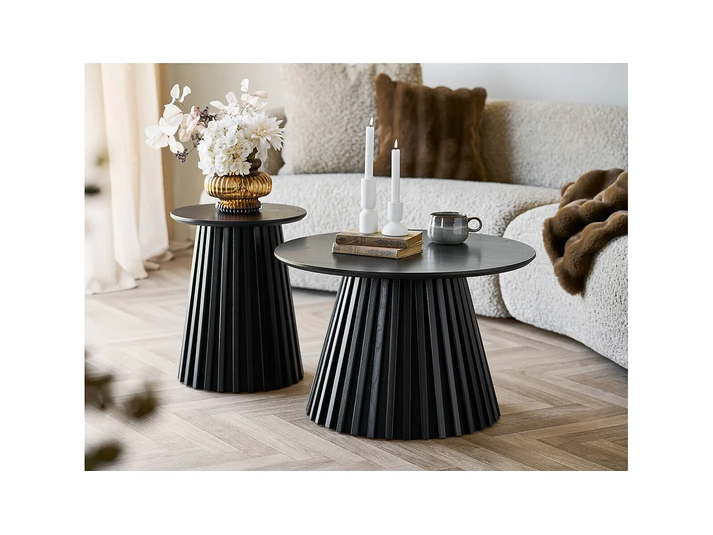 Table d'Appoint Osaka, Noir, 40x40x50 cm, Seven Design