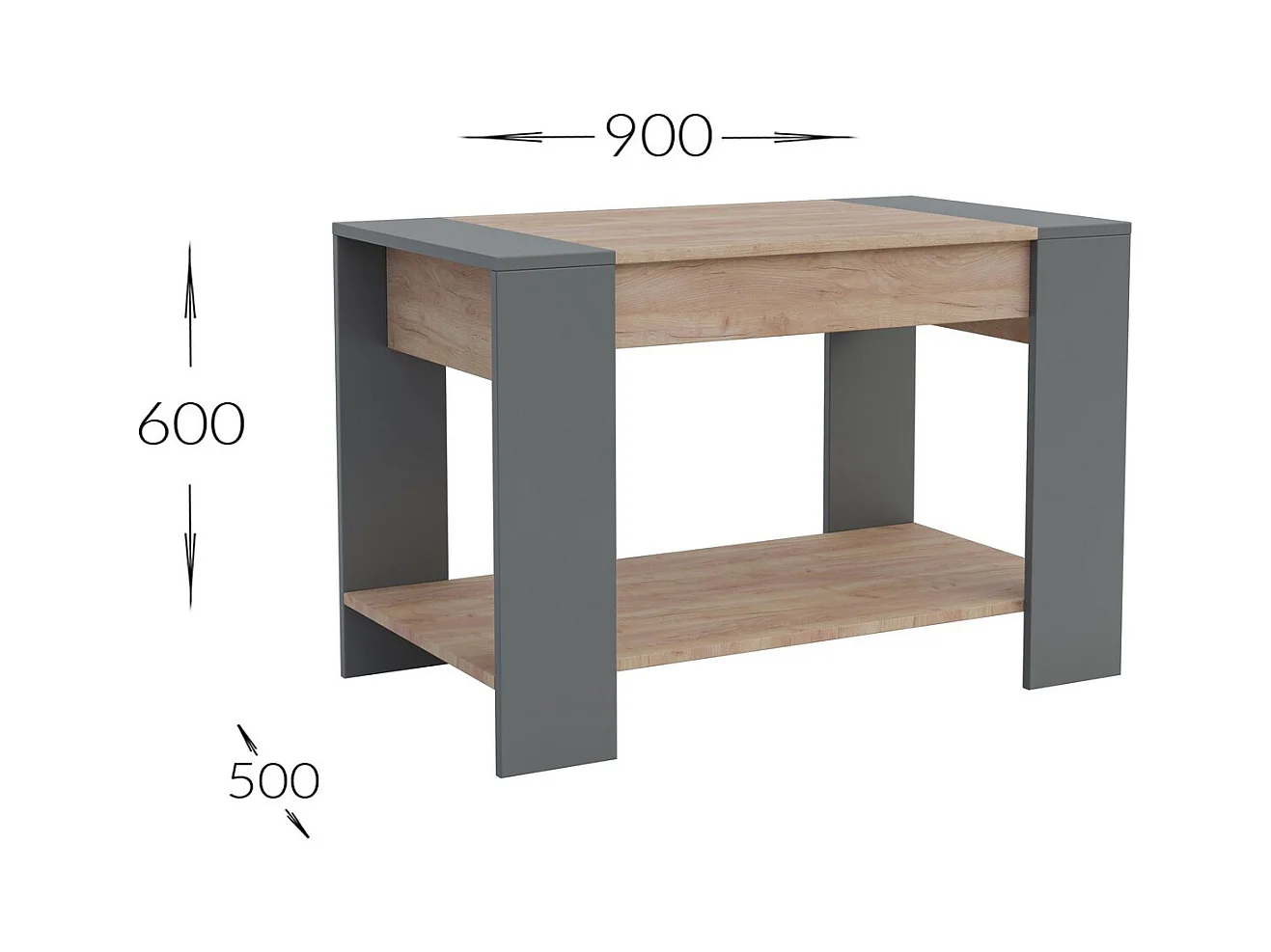 Table d'Appoint Rio, Marron, 90x60x50 cm, Seven Design