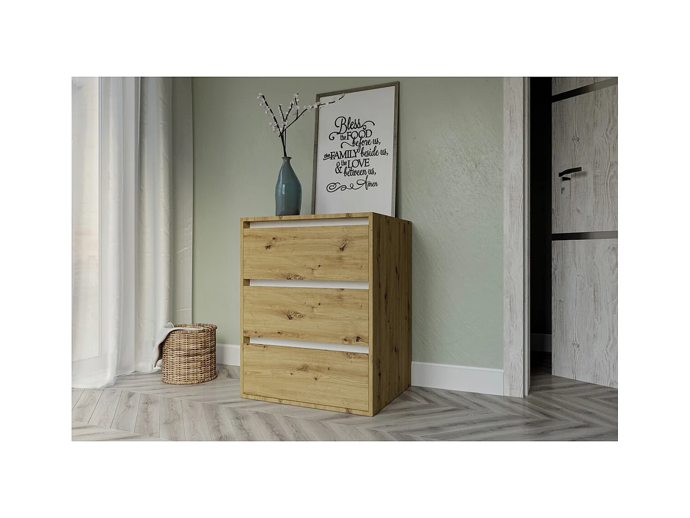 Commode à Tiroirs Idea, Marron, 75x48x16 cm, Seven Design