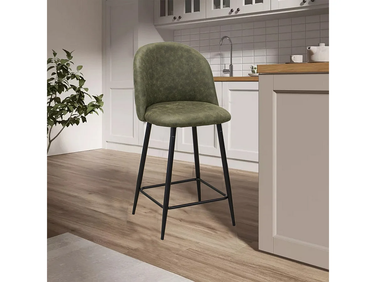 Zestaw 4 wysokich stołków Denise Sgabi, Zielony, 44x47x101 cm, Seven Design