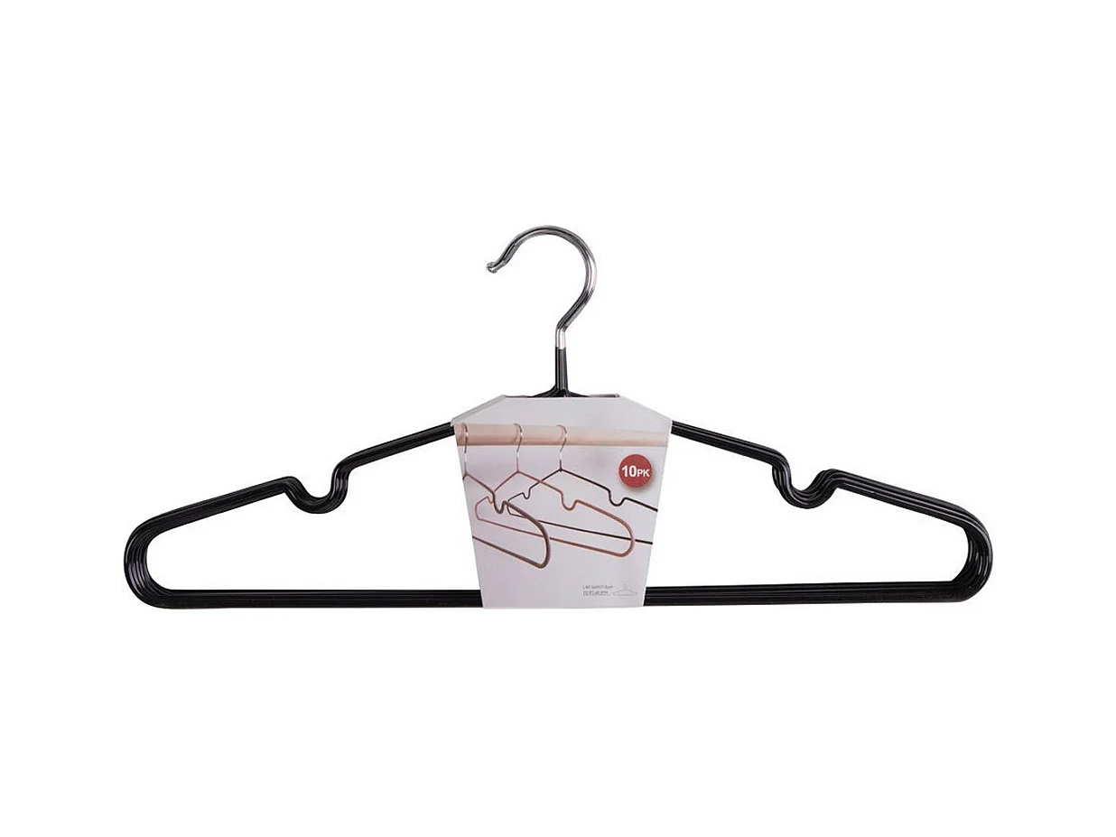 Set di 10 Grucce Massa, Nero, 41x4x18 cm, Seven Design