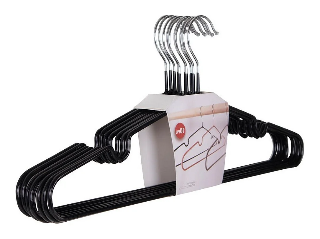 Set di 10 Grucce Massa, Nero, 41x4x18 cm, Seven Design