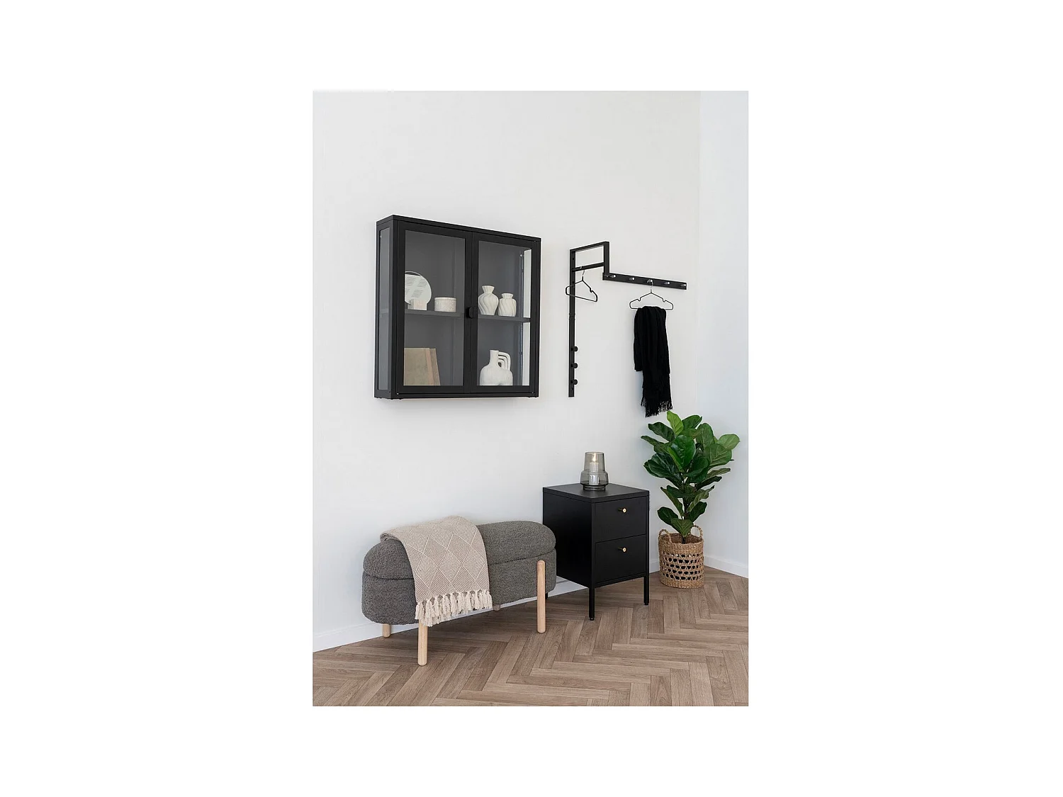 Set di 10 Grucce Massa, Nero, 41x4x18 cm, Seven Design