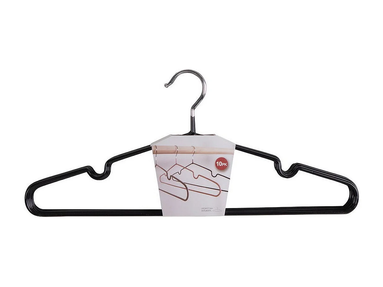 Set van 10 Kleerhangers Massa - Zwart - 41x4x18 cm - Seven Design